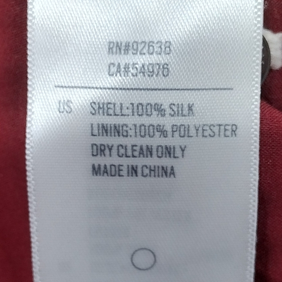 Fossil 100% Silk Artsy Shirt Dress Women's S Red Cottagecore Peasant Retro 90s - Picture 9 of 9